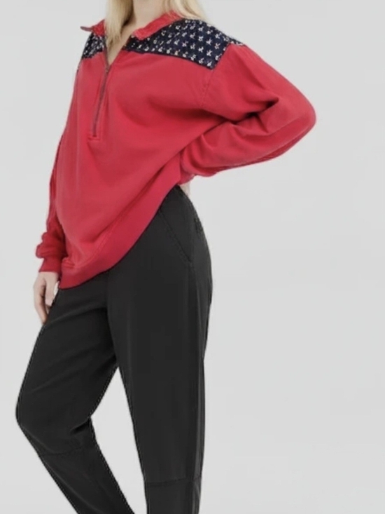 Simply Southern Pants - Simply Southern pink cotton 1/4 zip pullover featuring navy blue anchor-patterne